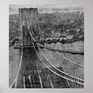 New York City Brooklyn Bridge Construction Poster
