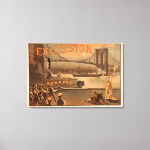 New York City Brooklyn Bridge "Excelsior" Canvas Print