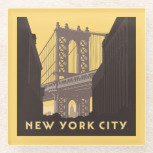 New York City   Brooklyn Bridge Glass Coaster