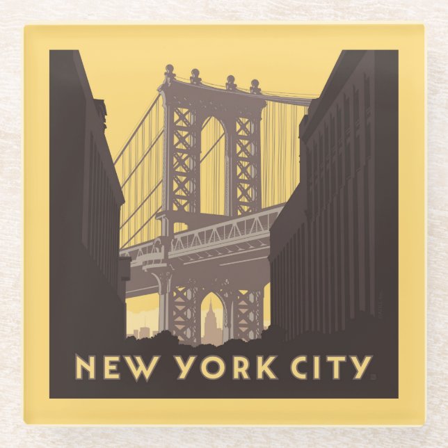 New York City | Brooklyn Bridge Glass Coaster (Front)