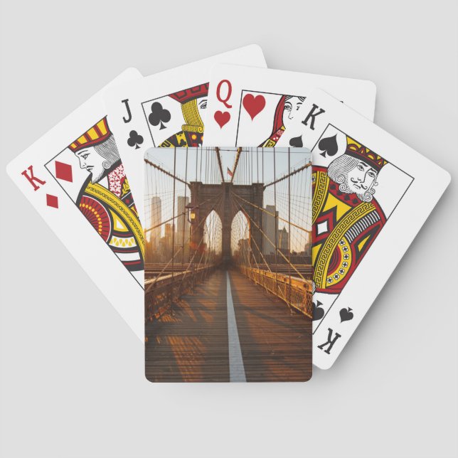 New York City Brooklyn Bridge Sunrise Playing Cards (Back)