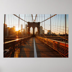 New York City Brooklyn Bridge Sunrise Poster