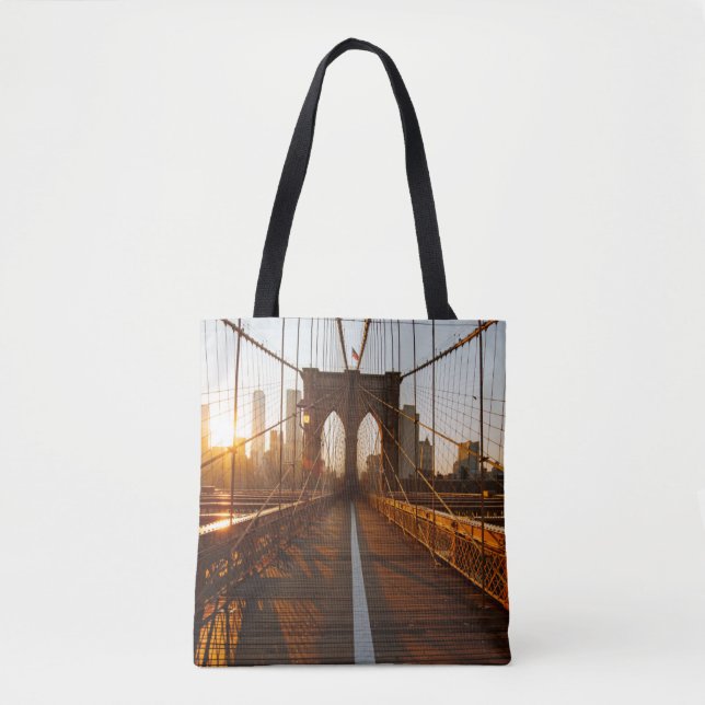 New York City Brooklyn Bridge Sunrise Tote Bag (Front)