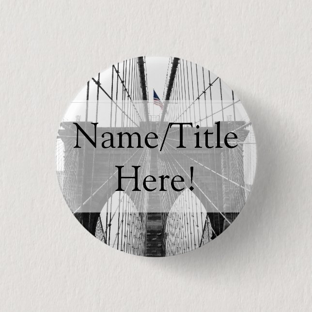 New York City Brooklyn Bridge Wedding 3 Cm Round Badge (Front)