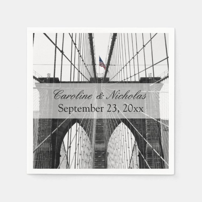 New York City Brooklyn Bridge Wedding Napkin (Front)