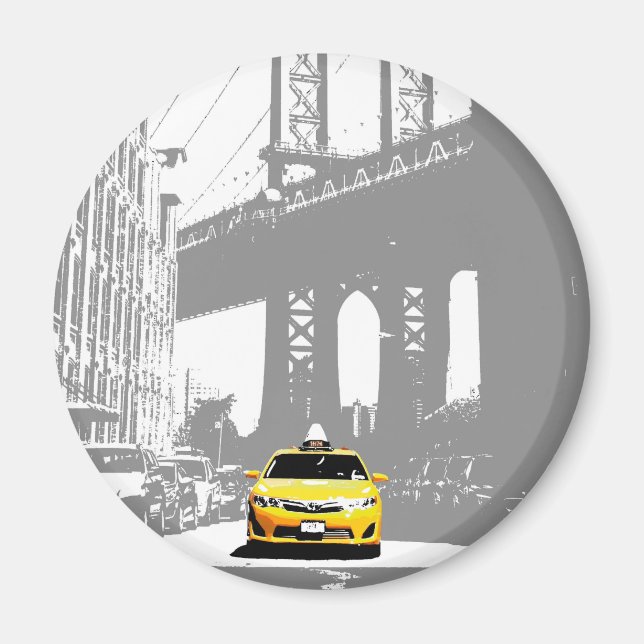 New York City Brooklyn Bridge Yellow Taxi Nyc Magnet (Front)