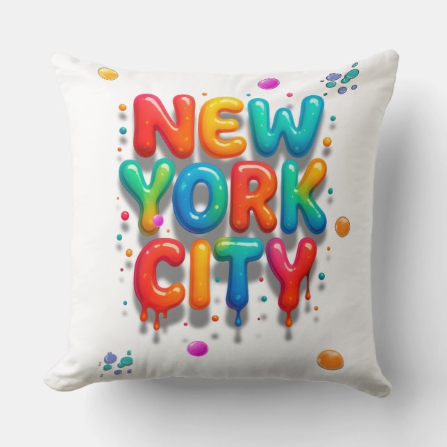 New York City Bubble Letters Cushion (Front)