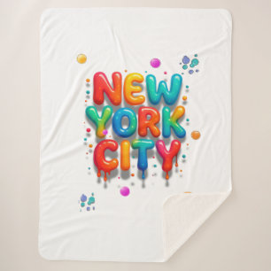 New York City Bubble Letters Sherpa Blanket