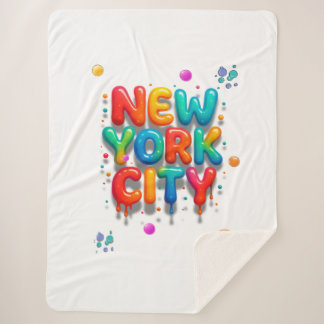New York City Bubble Letters Sherpa Blanket