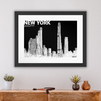 New York City Cental Park Skyline Travel Sketch Poster