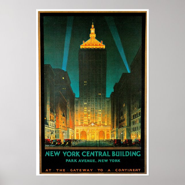 New York City Central Building Travel Art Poster (Front)