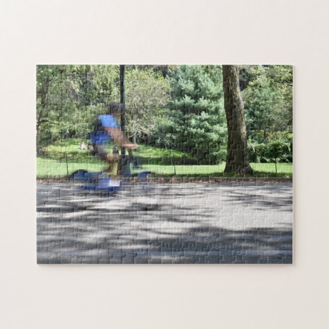 New York City Central Park Cyclist Photography NYC Jigsaw Puzzle (Horizontal)