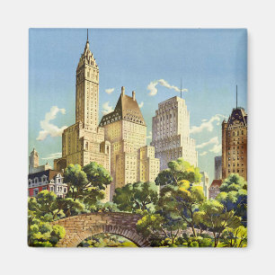 New York City Central Park Vintage Poster Magnet