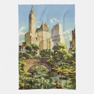 New York City Central Park Vintage Poster Tea Towel