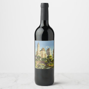 New York City Central Park Vintage Poster Wine Label