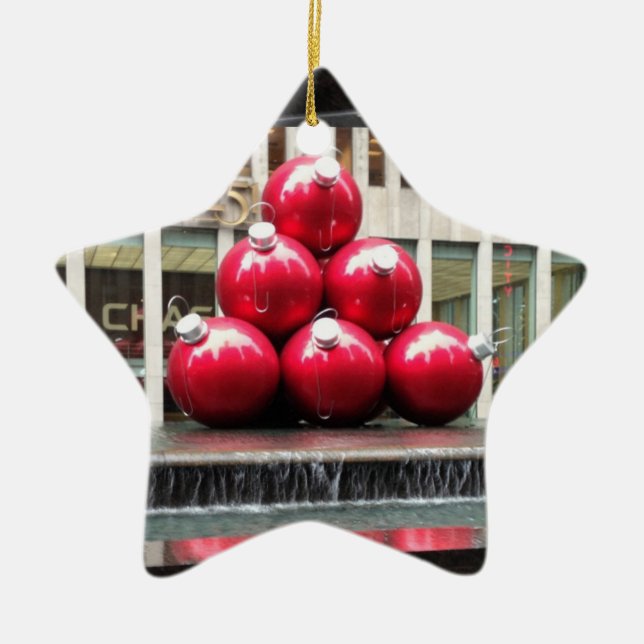 New York City Christmas Balls Rockefeller Center Ceramic Tree Decoration (Front)