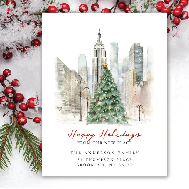 New York City Christmas New Address Announcement Postcard (Creator Uploaded)