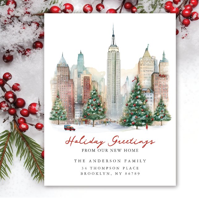 New York City Christmas New Address Announcement Postcard (Creator Uploaded)