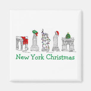 New York City Christmas NYC Holiday Landmarks Magnet