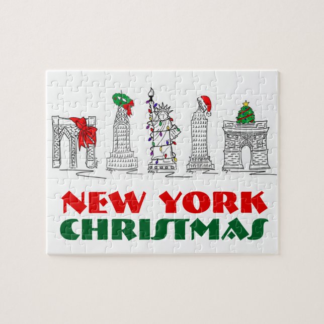 New York City Christmas NYC Landmarks Holiday Jigsaw Puzzle (Horizontal)