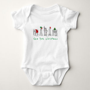 New York City Christmas NYC Landmarks Holiday Xmas Baby Bodysuit