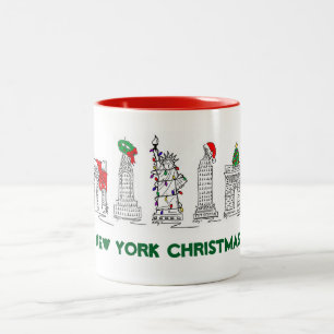 New York City Christmas NYC Landmarks Holiday Xmas Two-Tone Coffee Mug