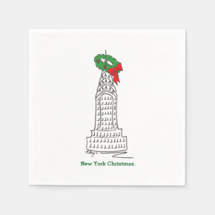 New York City Christmas NYC Skyscraper Wreath Napkin