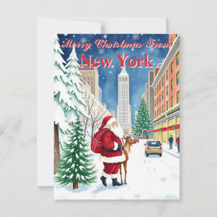 New York City Christmas Santa in Manhattan Postcard