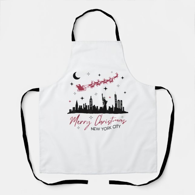 New York City Christmas Trip, Merry Christmas New  Apron (Front)