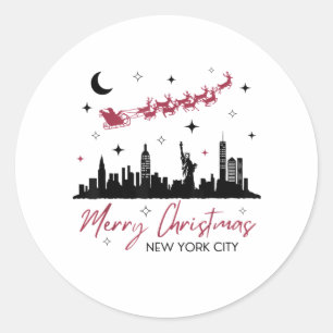 New York City Christmas Trip, Merry Christmas New  Classic Round Sticker