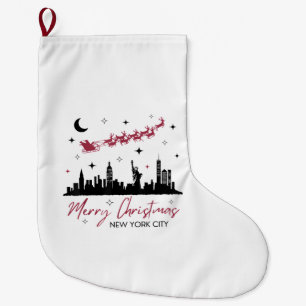 New York City Christmas Trip, Merry Christmas New  Large Christmas Stocking