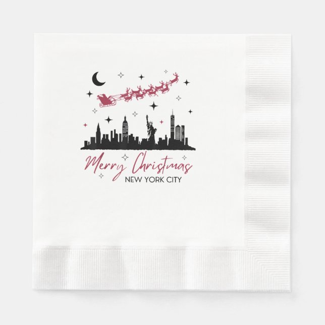 New York City Christmas Trip, Merry Christmas New  Napkin (Front)