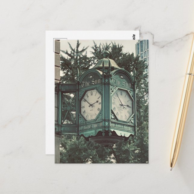 New York City Clock | Urban Souvenir Postcard (Front/Back In Situ)