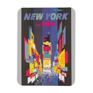 New York City Colorful Times Square Travel Poster Magnet