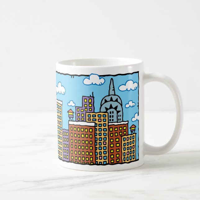 New York City Colour Cartoon Skyline Mug (Right)