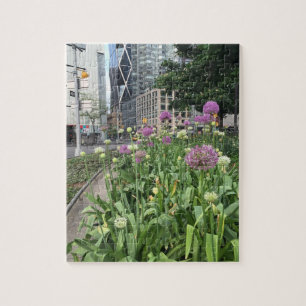 New York City Columbus Circle Purple Flower Puzzle