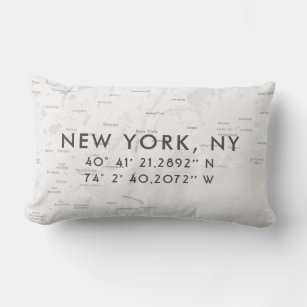 New York City Custom Map   Light Grey Lumbar Cushion