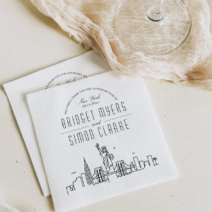 New York City Deco Skyline   Wedding Event Napkins