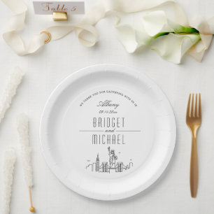 New York City Deco Skyline   Wedding Event Paper Plate