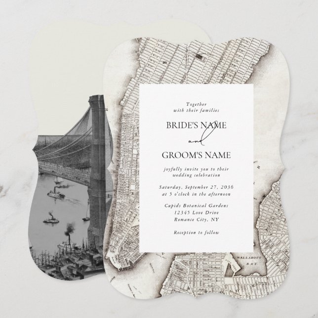 New York City Destination NYC Wedding Invitation (Front/Back)