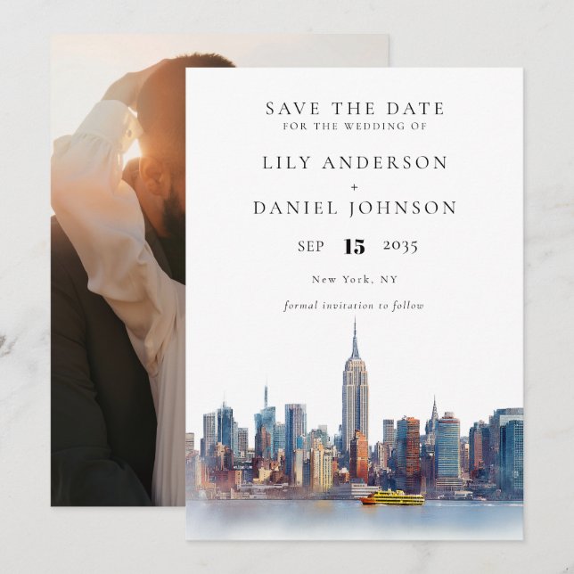 New York City Destination Photo Wedding Save The Date (Front/Back)