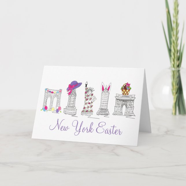 New York City Easter NYC Landmarks Architecture Holiday Card (Front)