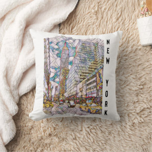 New York City Esthetic Mosaic Art Cushion