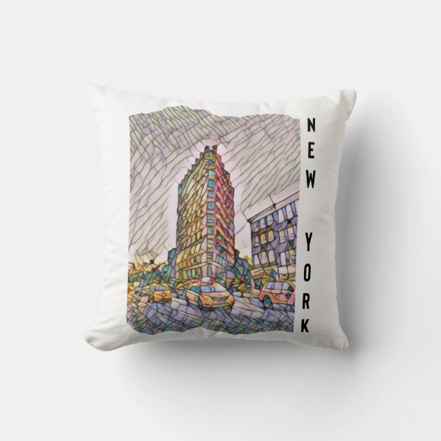 New York City Esthetic Mosaic Art Cushion (Front)