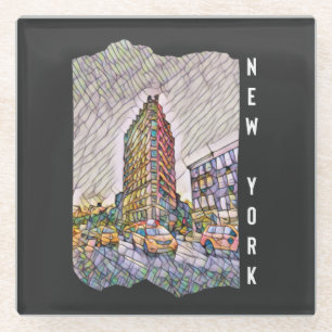 New York City Esthetic Mosaic Art  Glass Coaster