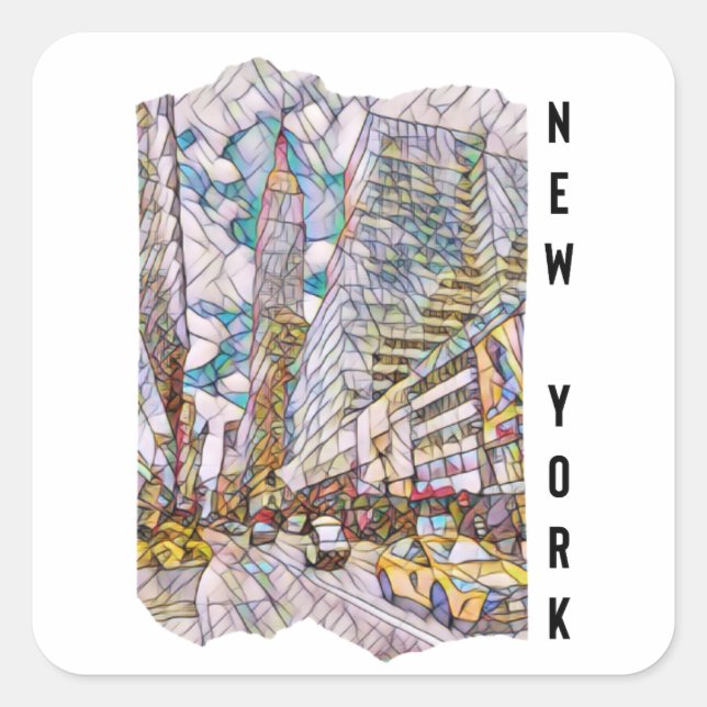 New York City Esthetic Mosaic Art   Square Sticker (Front)