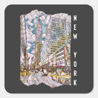 New York City Esthetic Mosaic Art Square Sticker