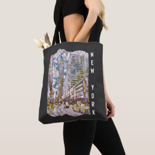 New York City Esthetic Mosaic Art Tote Bag