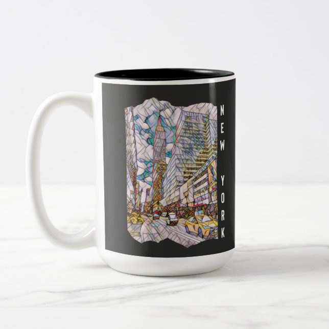 New York City Esthetic Mosaic Art    Two-Tone Coffee Mug (Left)