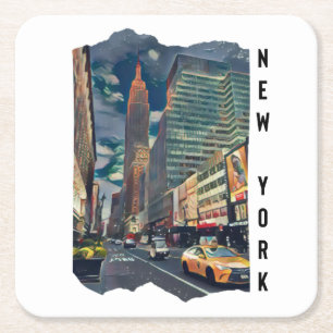 New York City Esthetic Photo Art  Square Paper Coaster